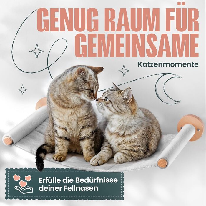 Кігтеточка-стіна Curious Paw для котів з гамаком - великі сходи з бука (Made in Germany), 2 сходи та гамак