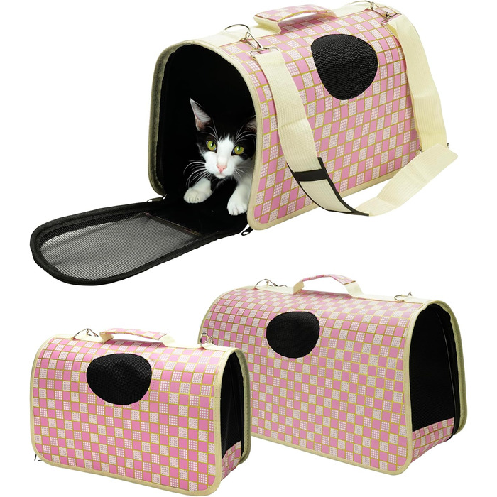 Транспортна сумка для кота та собаки Belle Vous (3 шт., рожева) - схвалена авіакомпаніями, м'яка, складна