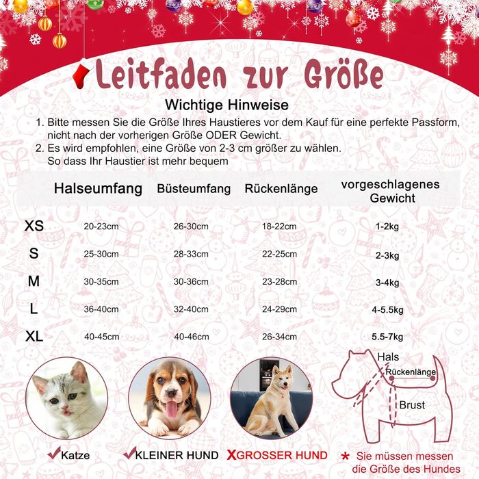 Пуловери для котів та собак на Новий Рік HYLYUN (2 шт.) - теплий зимовий костюм з новорічним дизайном (XS)