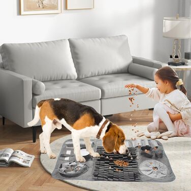 Килимок для собак, 66x42 см [10 VERSTECKE] Інтерактивна іграшка-головоломка, міцний килимок для носа, миється, тренувальний килимок, іграшка для собак будь-якого розміру (сірий)