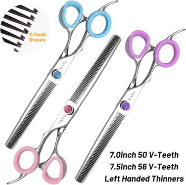 Професійна ножиця для грумінгу собак та котів, 7 дюймів, VG10 сталь, 35% ножиці для розрідження, фіолетовий колір