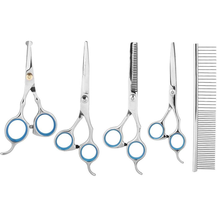 Набір професійних інструментів для грумінгу собак EVTSCAN: ножиці, триммер, ножиці з гребенем (6 шт)