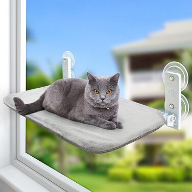 Підвіконна лежанка для котів GUUSII HOME, складана, з міцними присосками, сіра, S — гамак для котів на вікно