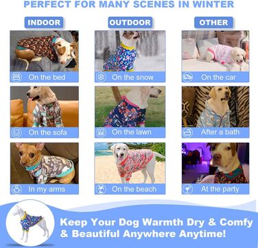 Світер LovinPet для великих порід собак, легкий фланелевий одяг, дихаючий матеріал з принтом 'Нільський Бегемот' для маленьких собак, блакитний (X-Large, блакитний з квітами)