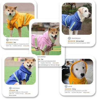 Дощовик для собак PETCUTE з капюшоном, водонепроникний, з світловідбиваючими смугами, регульований, для малих, середніх та великих собак, рожевий S