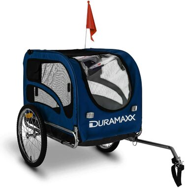 Велосипедний причіп та візок для собак DURAMAXX King Rex, 250 л, до 40 кг, для малих та середніх собак, кулькова зчіпка для велосипедів 26''-28'', синій