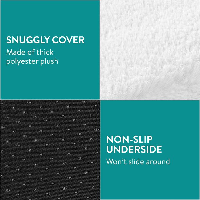 Navaris Тепла ковдра для котів та собак - 60x45x4 см, флатухата, з блискавкою та знімним чохлом - Біла