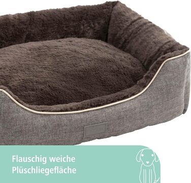 Ліжко для домашніх тварин Kerbl Samuel, 50x40x15 см, сірий/темно-сірий, поліестер, знімний поворотний подушок, придатне для прання при 30°C