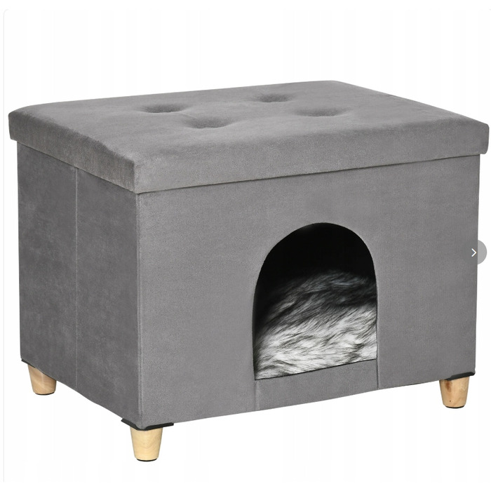 Складаний підніжка-будиночок для котів PawHut, сірий