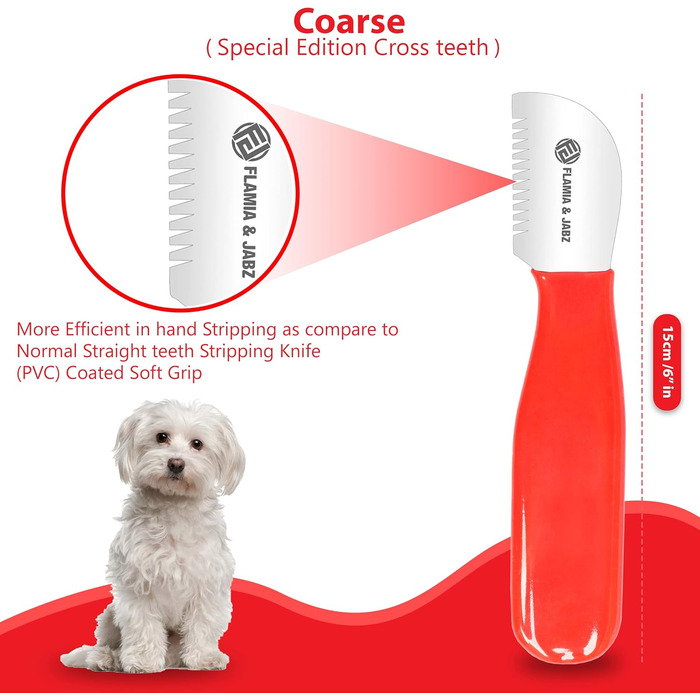 Набір професійних інструментів для грумінгу собак FLAMIA & JABZ (5 шт.) з крестоподібними зубцями, для правшів