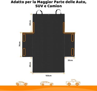 Захисний килимок у багажник для автомобіля, чорний, універсальний, з боковим захистом, для перевезення кормів для тварин