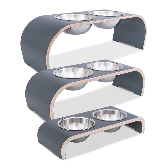 Набір мисок для собак MilaCasa - 2 шт., підняті миски для корму, сірий, для собак