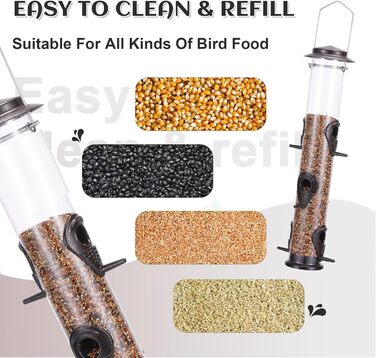 Годівниця для птахів Mixxidea з металевої труби для вулиці, 6 портів, підвісна годівниця для диких птахів