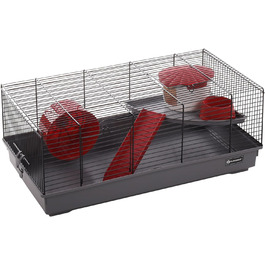 Клітка для хом'яка Flamingo Jing чорна/сіра 46x29,5x23 см з аксесуарами – ідеально для хом'яків та дрібних гризунів