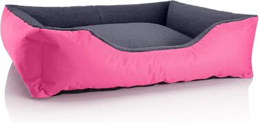 Ліжко для собак BedDog Teddy XL, кордура і мікровелюр, з бортиками, квадратне, для дому та вулиці, рожево-сіре, знімний чохол