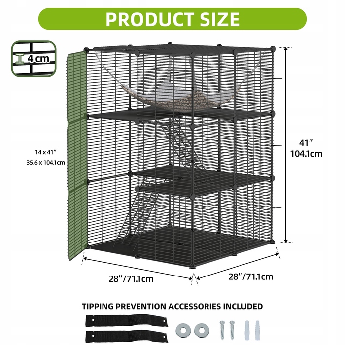 Будиночок для котів Balconera, чорний, квадратний, 104 см x 72 см x 140 см
