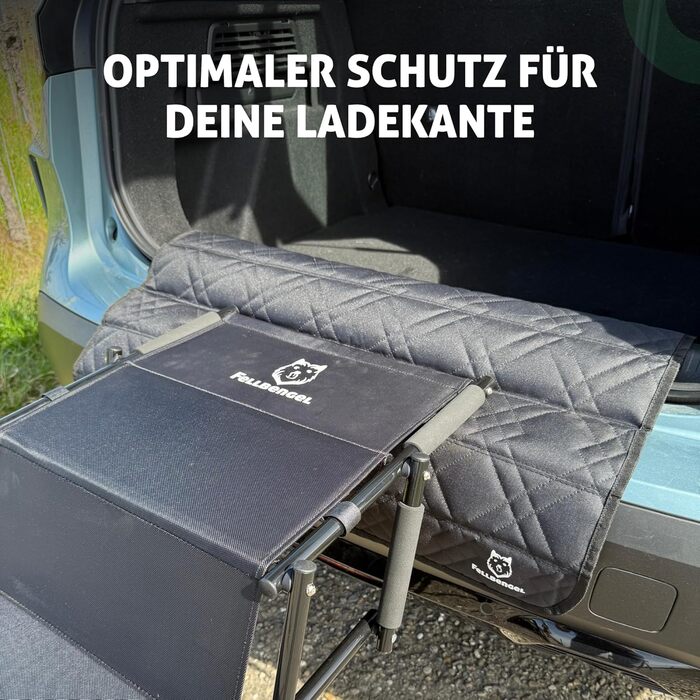 Захист краю багажника для автомобіля: міцний кріплення на липучці + гачки, захист для собак, килимок у багажник, захист краю багажника, ідеальна посадка, міцний матеріал, чорний колір
