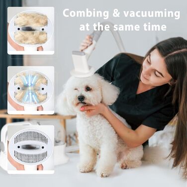 Пылесос для собак и кошек с щеткой, 16000 Па, тихий, удаляет 99.99% шерсти, набор из 6 инструментов для ухода, контейнер 1.5л