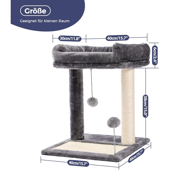 Дряпальня для котів PETEPELA з лежаком, сіра, 49 см