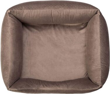 Ліжко для собак XL, велюр коричневий, 100 x 79 x 22 см | З м'яким вкладишем | Софа для великих собак