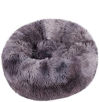 Кругле ліжко для собак та котів Chickw1, тепле м'яке ліжко-подушка, зручне та миється, з неслизьким дном, для маленьких, середніх та великих собак (80 см, батик темно-сірий)