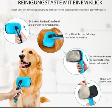 Набір для догляду за собаками (5 шт.) – щітка для видалення линяючої шерсті для собак і котів з короткою та довгою шерстю. Видаляє відмерле волосся та запобігає сплутуванню. Колір: блакитний