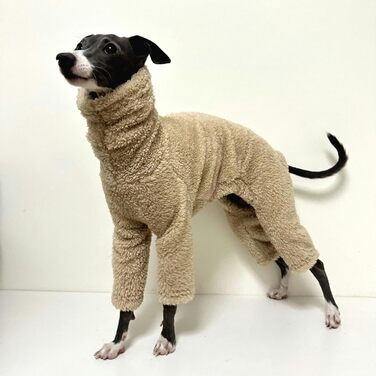 Теплий флісовий комбінезон для собак - теплий спальник для італійських грейхаундів, маленьких, середніх та великих собак (колір: коричневий)