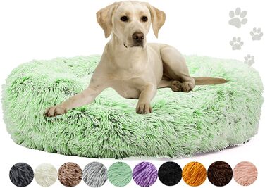 Кругле ліжко для собак та котів Donut, м'яке плюшеве, миється, 100 см, зелене