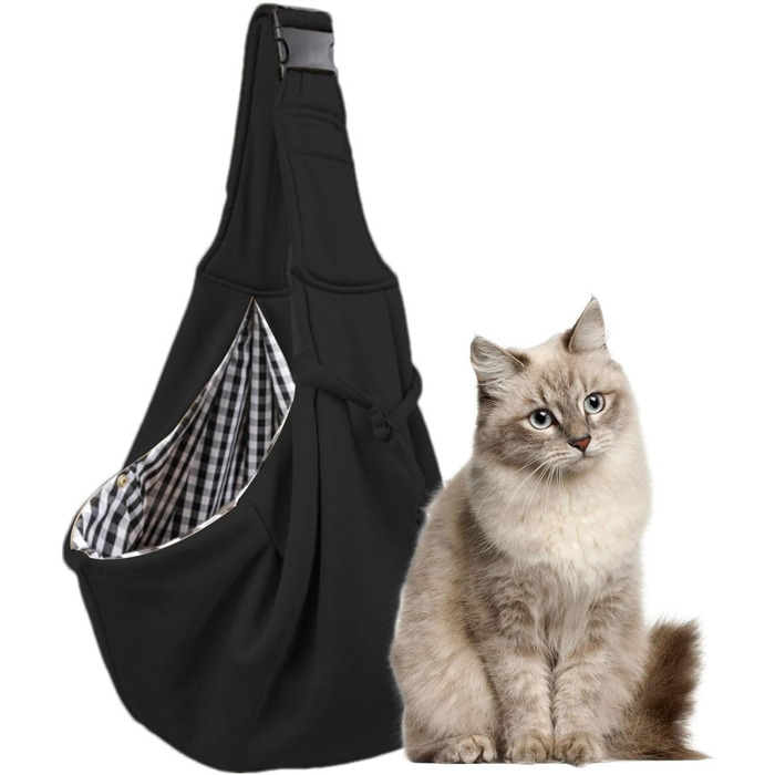 Сумка для собак | Сумка-переноска для тварин на плечі з регульованим ремінцем - безпечна для маленьких собак, звільняє руки. Сумка-переноска для цуценят з регульованим ремінцем для прогулянок, чорного кольору