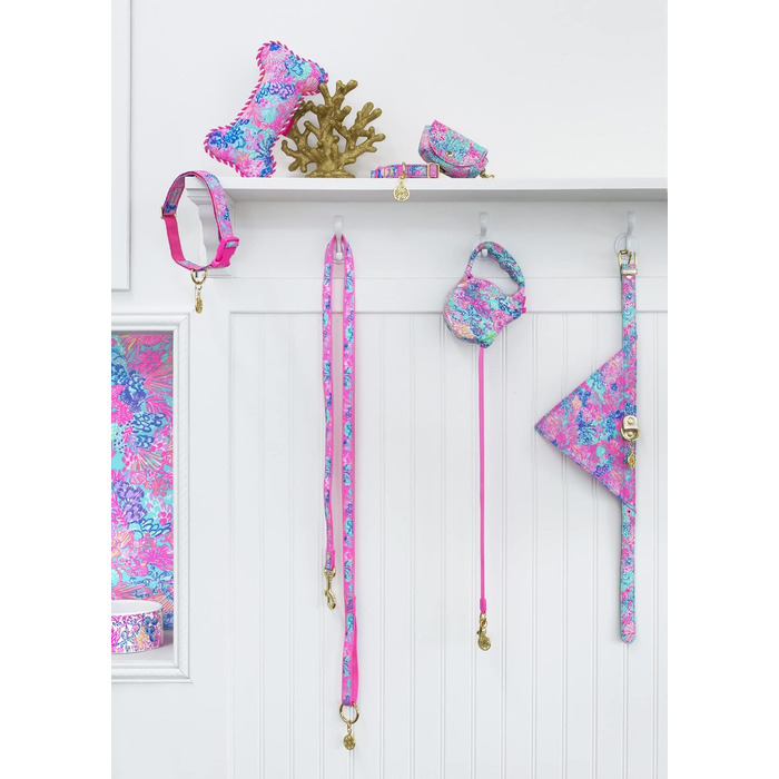 Регульоване нашийник-хустинка Lilly Pulitzer для собак, міцна екошкіра, застібка, кільце для повідця/жетона, Splendor im Sand, розмір M/L