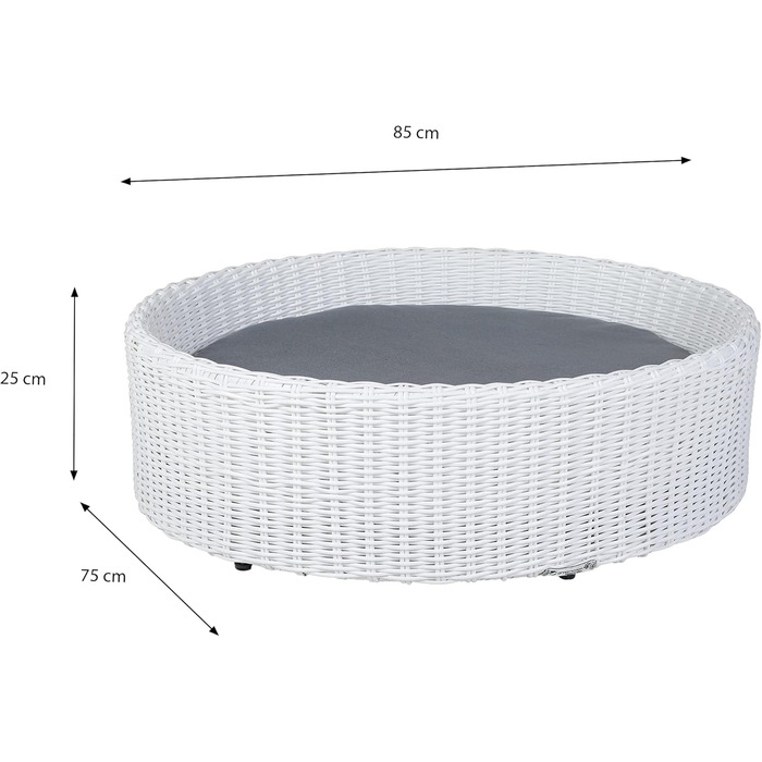Крісло-ліжко для собак Greemotion з білого поліротангу з подушкою, 85 x 25 x 75 см