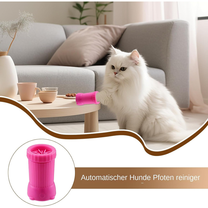 Автоматичний мийник лап для собак - USB-зарядка, для подорожей, рожевий