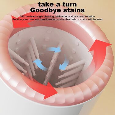 Електричний очищувач лап для собак Samuliy – мийка для лап домашніх тварин | Для собак, котів, маленьких, середніх та великих порід, білий/рожевий