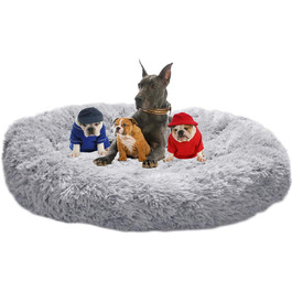 Ортопедична подушка для собак XXL: м'яке ліжко-софа для великих та середніх собак, антистрес, донат, сірий колір, memory foam