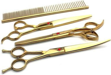 Набір професійних ножиць для грумінгу домашніх тварин 7.0 дюймів (4 шт.) з нержавіючої сталі - для собак та котів