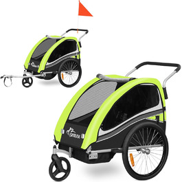 Причіп для велосипеда SAMAX Jogger 2в1, 360° обертання, для 2 дітей, чорна серія, блакитний (зелений)