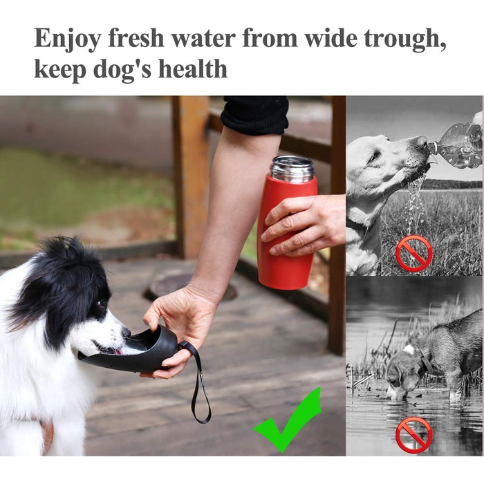 Фляга для води для собак VIVAGLORY Pawhike, 750 мл, нержавіюча сталь, портативна