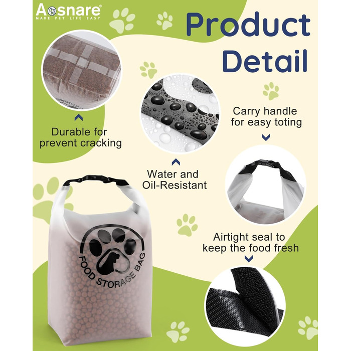 Контейнер для корму для тварин на 25 порцій з 2 складеними мисками для подорожей – прозорий, з водонепроникним закриттям, зберігає сухий корм свіжим для кемпінгу