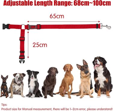 Автомобільний поводок-лямка для собак, котів та інших домашніх тварин. Поводок на голову, безпечний, міцний, червоний.