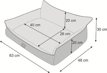 Ліжко для собак - м'яке ліжко-корзина для собак, котів, маленьких, середніх та великих собак - ліжко для собак, диванчик для собак, лежанка для собак, спальне місце - 63x48 см - Графіт L