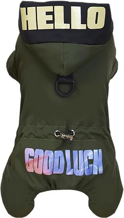 Зелений теплий зимовий водонепроникний одяг для собак: теплий халат для маленьких собак та середніх котів, XL (довжина спини 32 см)