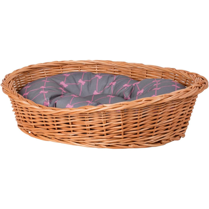 Корзина для собак з ротангу, сірого кольору, 100x75x27 см. Корзина для тварин, кошик для кота