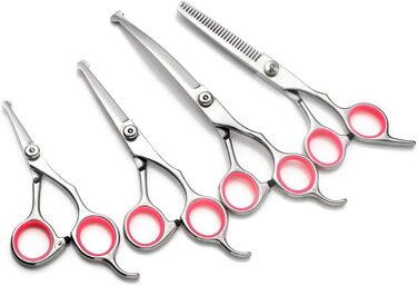 Набір професійних ножиць для грумінгу домашніх тварин, з нержавіючої сталі. Ножиці для стрижки, розріджуючі ножиці, вигнуті ножиці, безпечні закруглені кінчики.