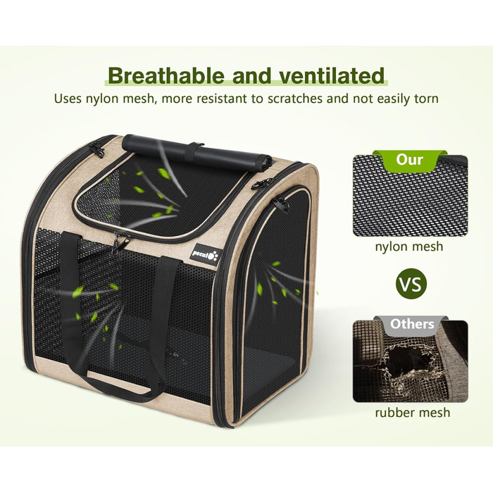 Рюкзак для собак та котів Pecute: зручний та вентильований, для подорожей та прогулянок (Хакі)