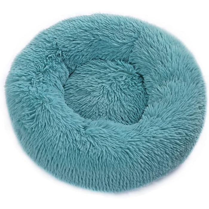 Кругле ліжко для собак та котів Chickwin: м'яке, тепле, плюшеве, 90 см, блакитний & білий, для дому