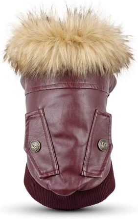 Шкіряна зимова куртка для собак Nasan Hundeantel, червона (XXL), водонепроникна