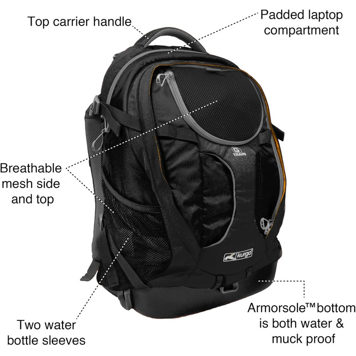 Рюкзак для собак Kurgo G-Train, чорний, для тварин до 11 кг, водонепроникний