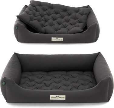 Ортопедичне собаче ліжко HOUND & NATURE Zermatt, корзина для великих собак з високим бортиком, м'яке собаче ліжко з подушкою, яку можна прати (L - 105x75 см, сірий)