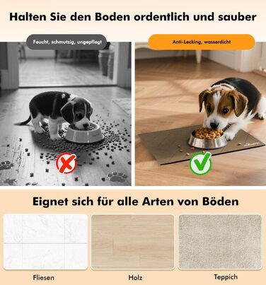 Підкладка під миску для собак та котів, нековзна, швидковисихаюча, миюча, з абсорбентом (43 x 71 см, коричнева)