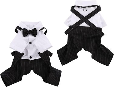 Смугастий костюм для собак ASENKU: смокінг з метеликом, формальний набір для свят, дня народження, чорний, XL-XXL